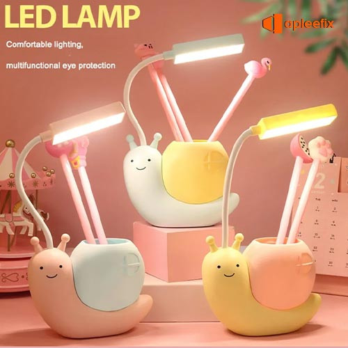 Snail Desk Lamp USB Charging Pen Holder Lamp Kid LED Night Light Reading Lamp With Pen Organizer Table Light